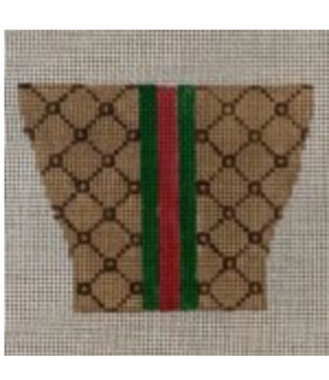 Mini Tote - Designer Inspired Green & Red Stripe