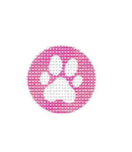 Key Ring Insert Pink With White Paw 1 1/4"