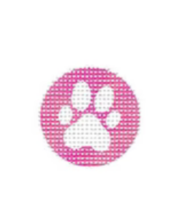Key Ring Insert Pink With White Paw 1 1/4"