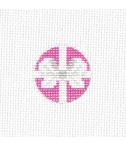 Key Ring Insert Pink and White Bow 1 1/4"