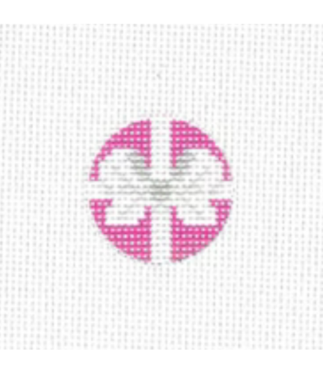 Key Ring Insert Pink and White Bow 1 1/4"