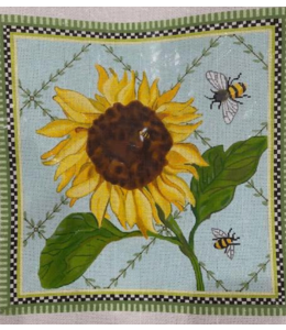 Sunflower and Bees on Vine Lattice
