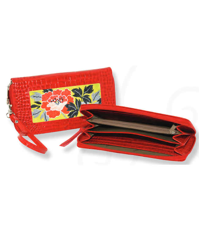 Leather Zip Top Wallet (w/o canvas)