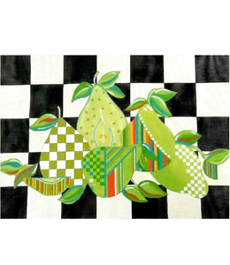 Pears on Black and Yellow Check