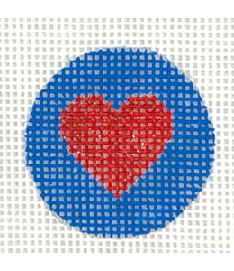 Heart - Sparkly Red on Bright Blue Key Ring Insert 1.25"