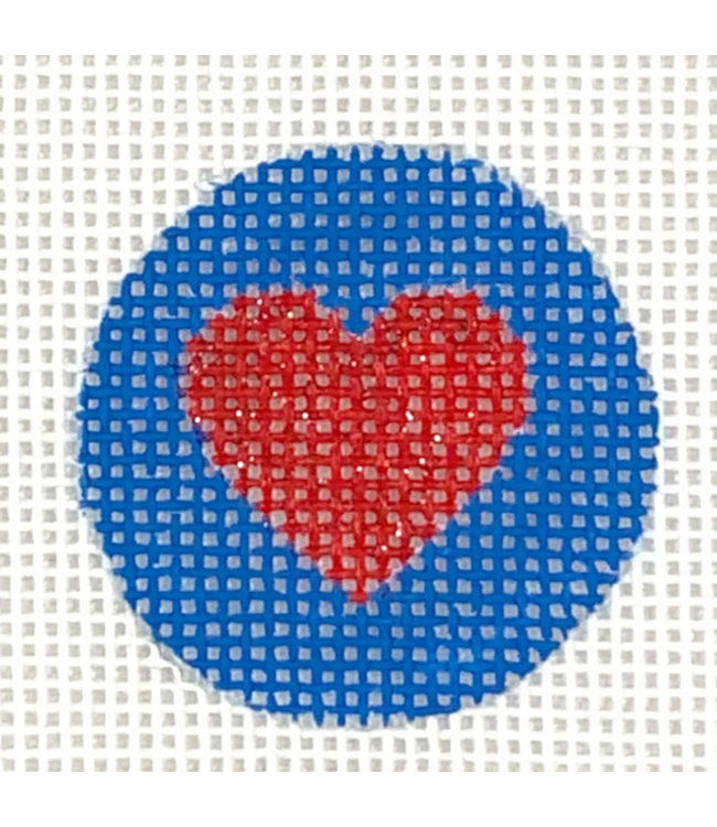 Heart - Sparkly Red on Bright Blue Key Ring Insert 1.25"