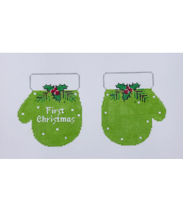 1st Christmas Mittens Green