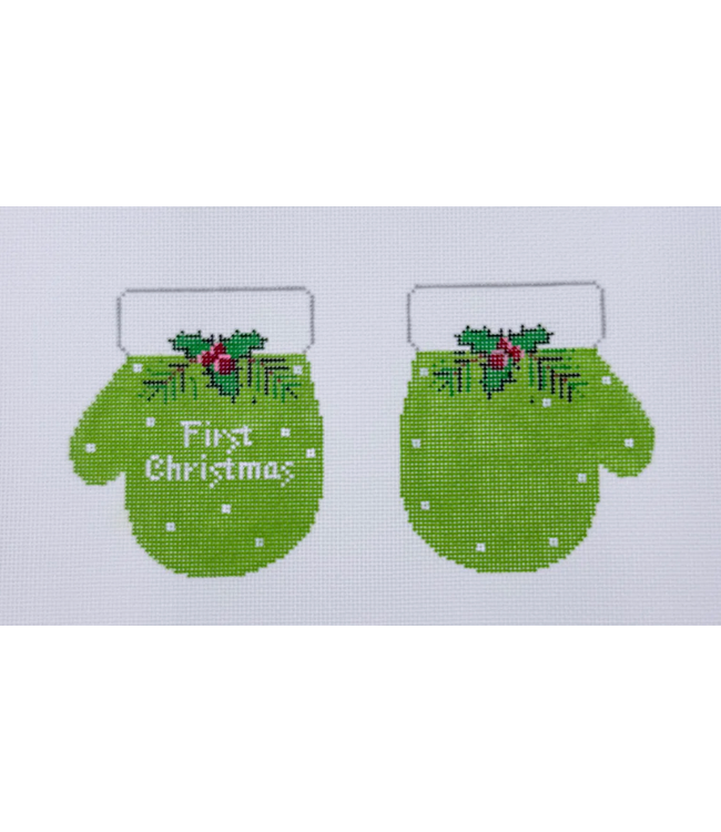 1st Christmas Mittens Green