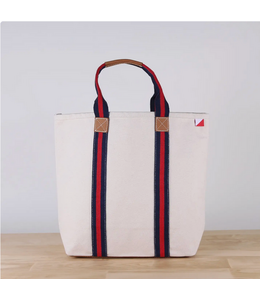 Society Canvas Leather Tote Bag Navy/Red
