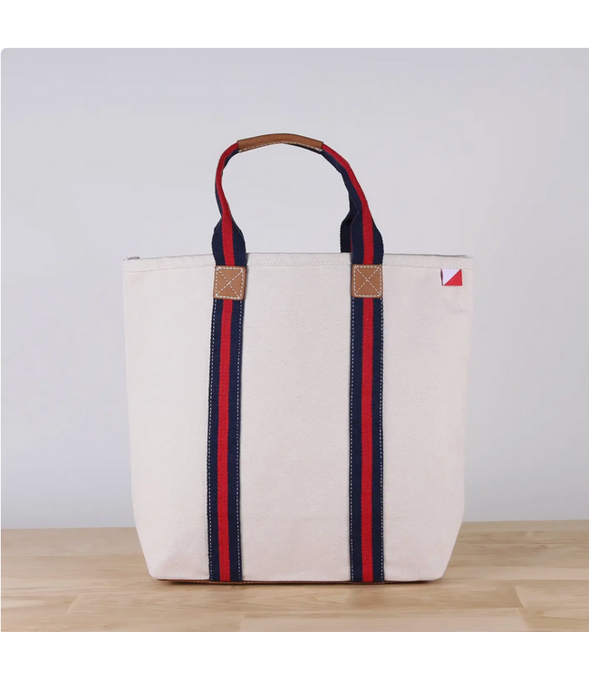 Society Canvas Leather Tote Bag Navy/Red