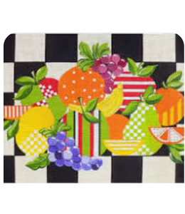 Mixed Fruit on  Black and Yellow Check