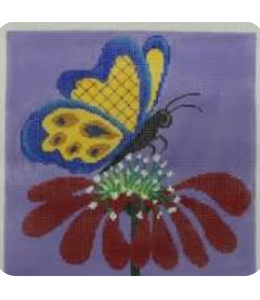 Red Flower With Butterfly