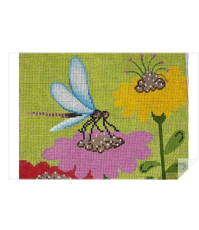 Mutiple Flowers With Dragonfly