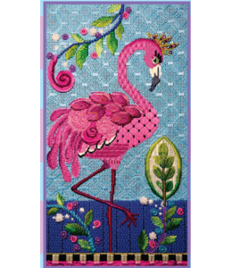 Fabulous Fanny Flamingo Canvas, stitch Guide and Embellishments
