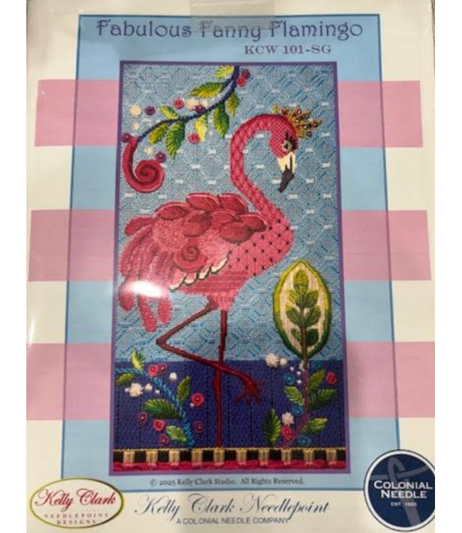 Fabulous Fanny Flamingo Canvas, stitch Guide and Embellishments