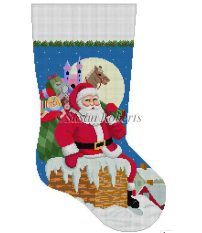 Santa, Down The Chimney, Girl, Stocking