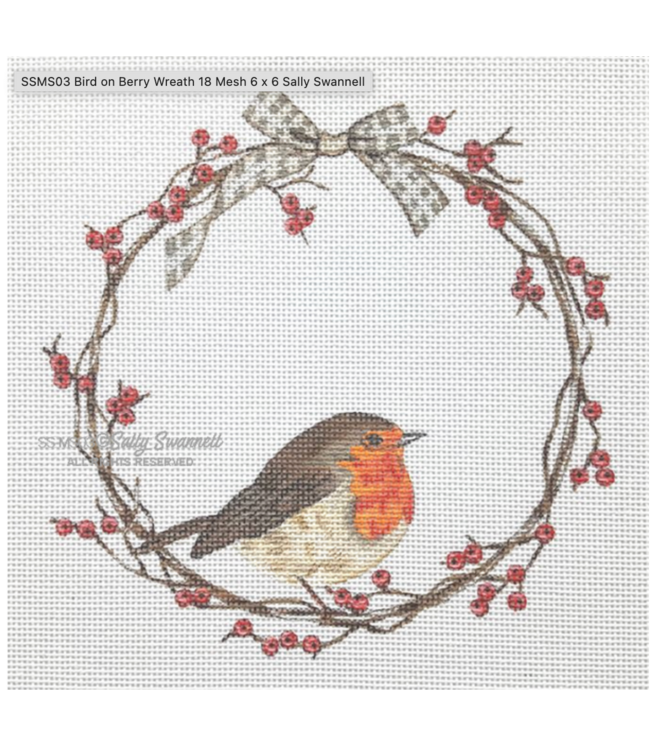 Bird on Berry Wreath