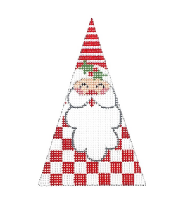 White and Red Checkered Santa- Triangle