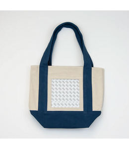 Small Tote Bag - Natural w/Royal Blue Trim & 5 x 5 Opening