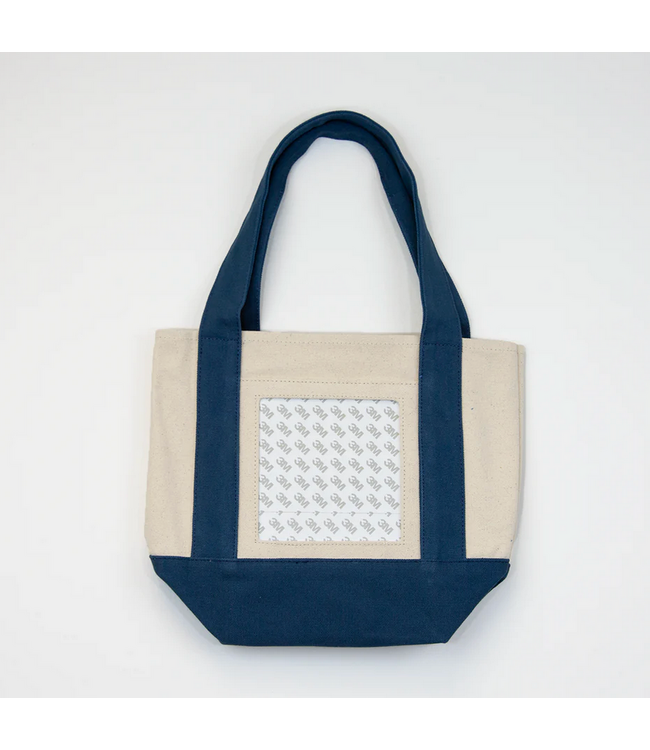 Small Tote Bag - Natural w/Royal Blue Trim & 5 x 5 Opening