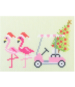 Palm Beach Christmas - Golf Cart with Flamingos