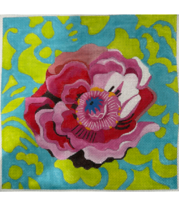 Pink Peony w/Green Swirls