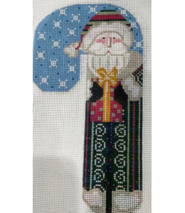 Father Christmas Candy Cane - Green Holding Present