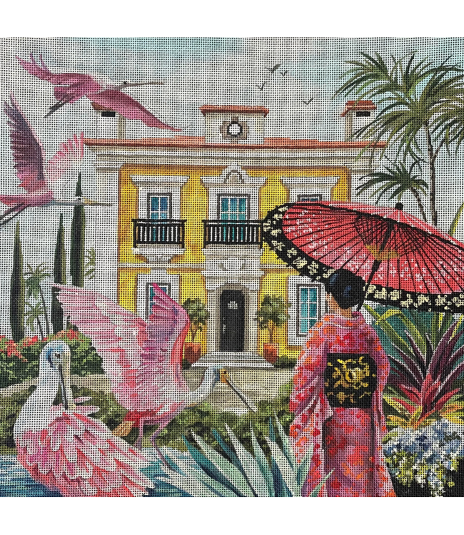 Yellow House with Japanese Lady