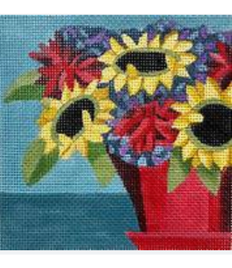 Sunflowers Red Pot