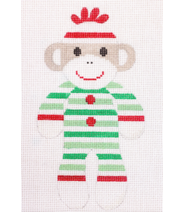 Sock Monkey- Christmas Stripe PJs