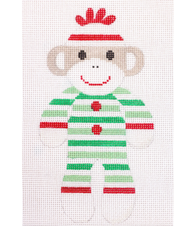 Sock Monkey- Christmas Stripe PJs