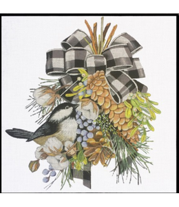 Blk & Wht Ribbon Pinecone