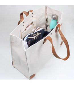Carmel Canvas and Leather Tote Bag