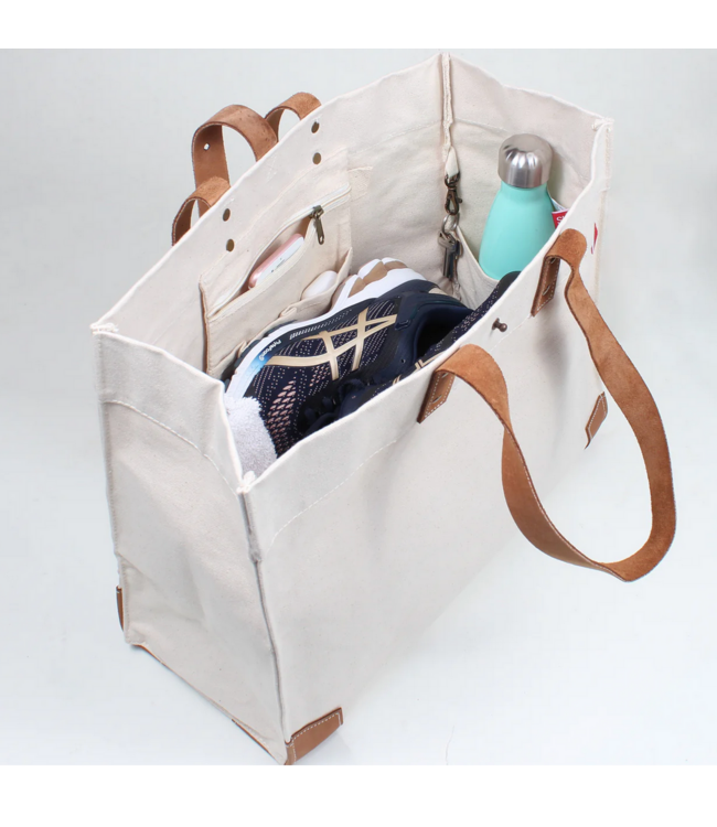 Carmel Canvas and Leather Tote Bag