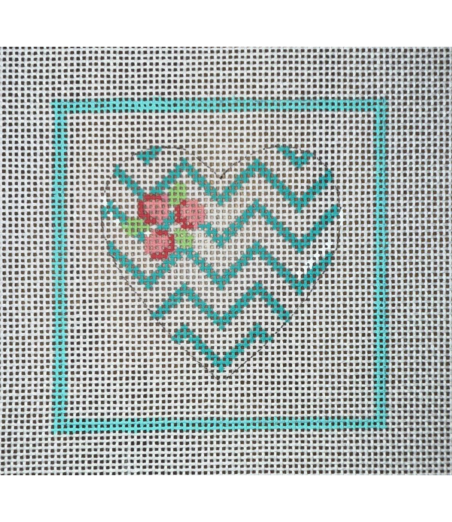 Turquoise Heart with Cherries