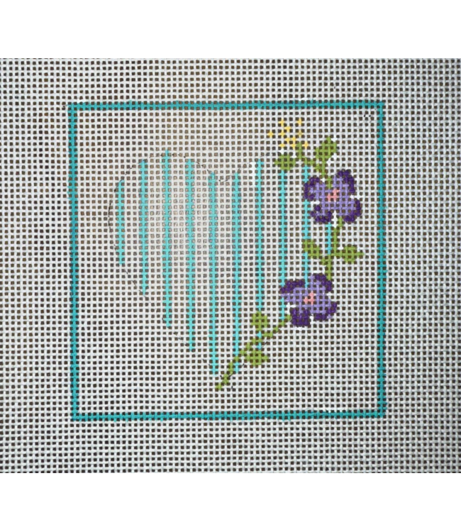 Turquoise Heart with Violets