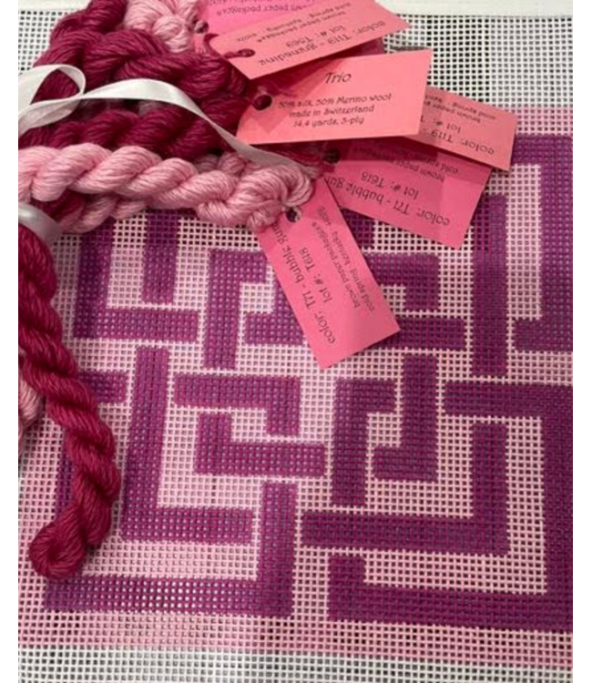 Pink Interlocking Squares - 10 mesh canvas kit