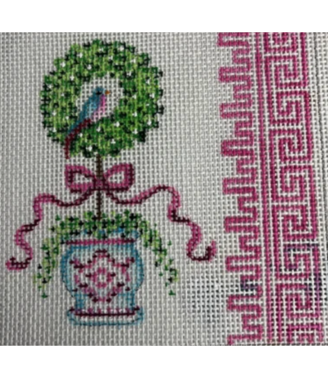Green Shrub w/ Pink Accents & Bird