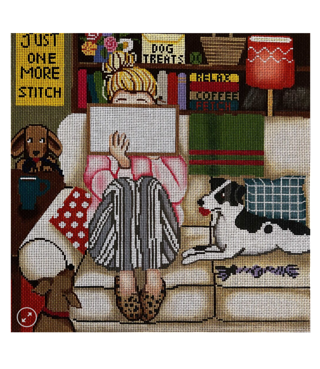 Stitching Girl w/Dogs