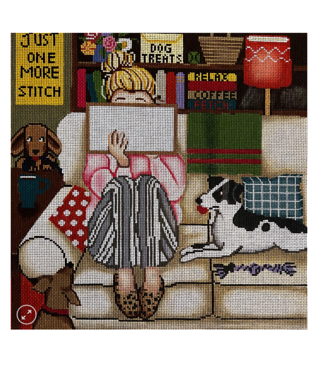 Stitching Girl w/Dogs
