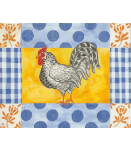 Rooster with Blue Polka Dots