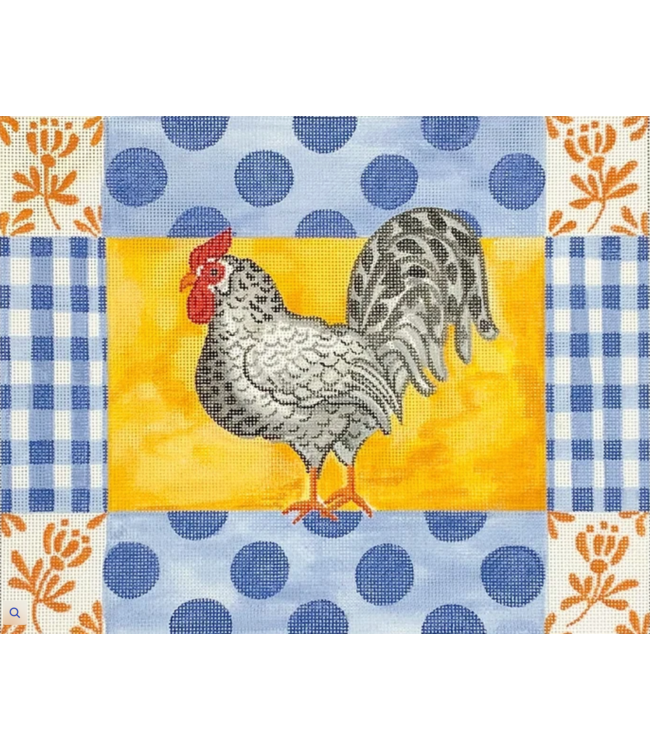 Rooster with Blue Polka Dots