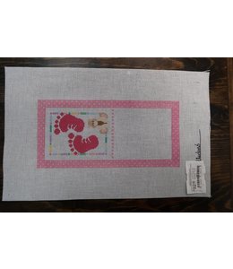 Girls Footprint Sampler Birth Announcement