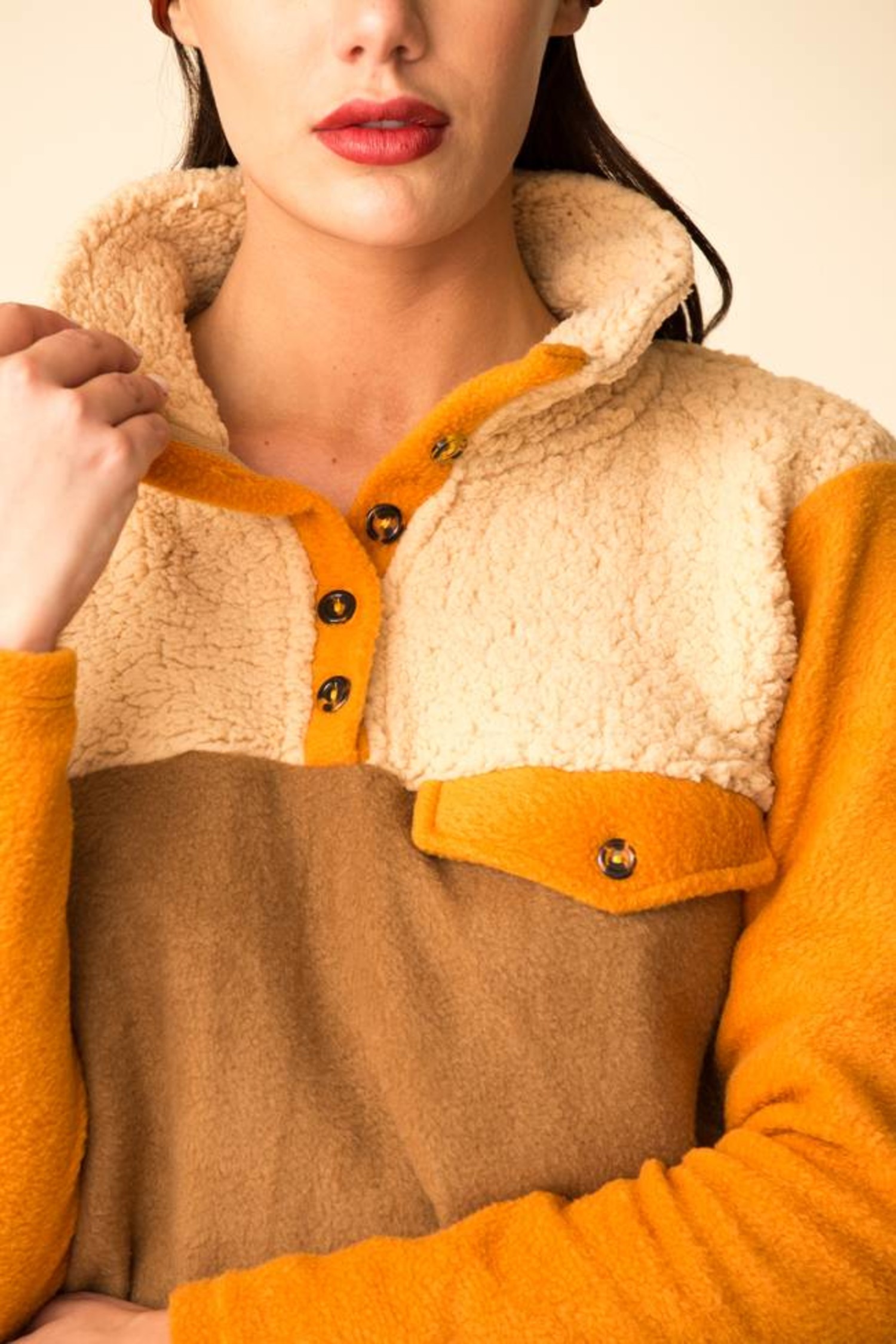tan sherpa pullover
