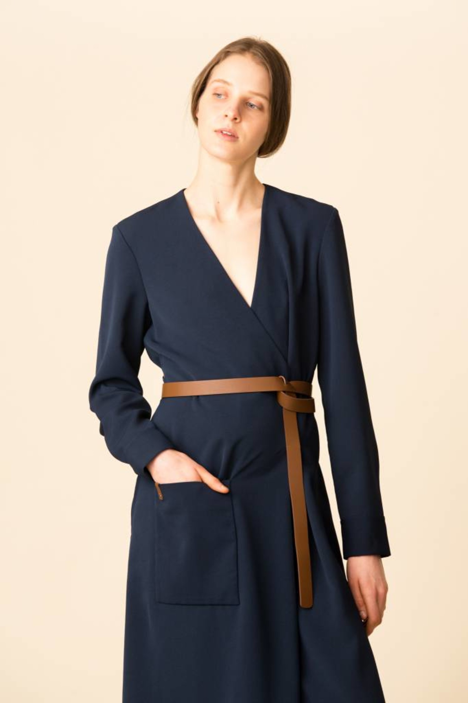 tibi wrap midi dress