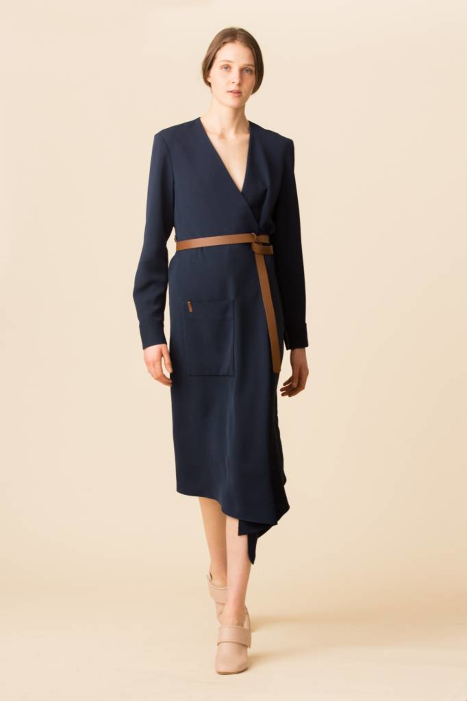 tibi wrap midi dress