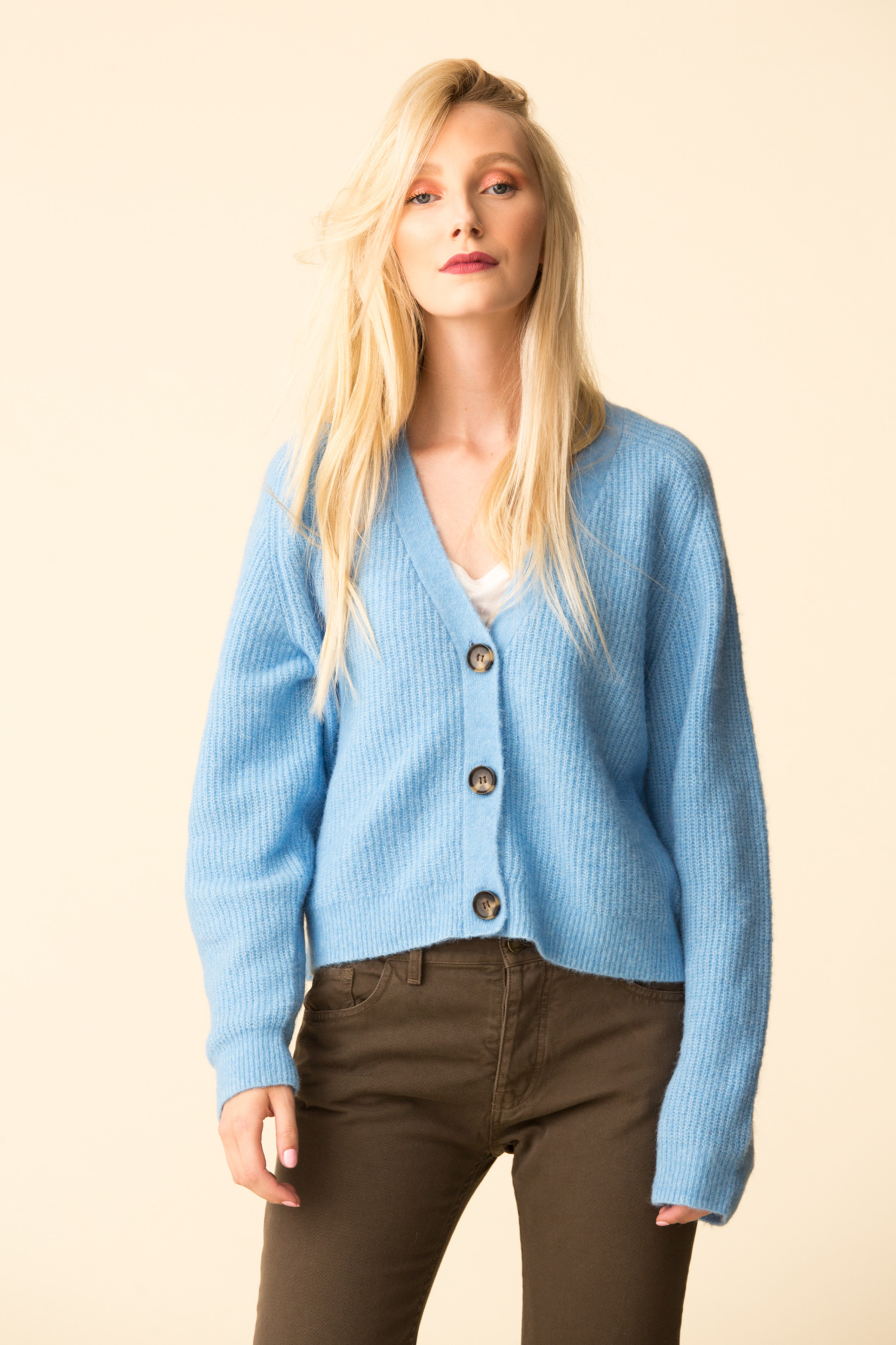 ganni blue cardigan