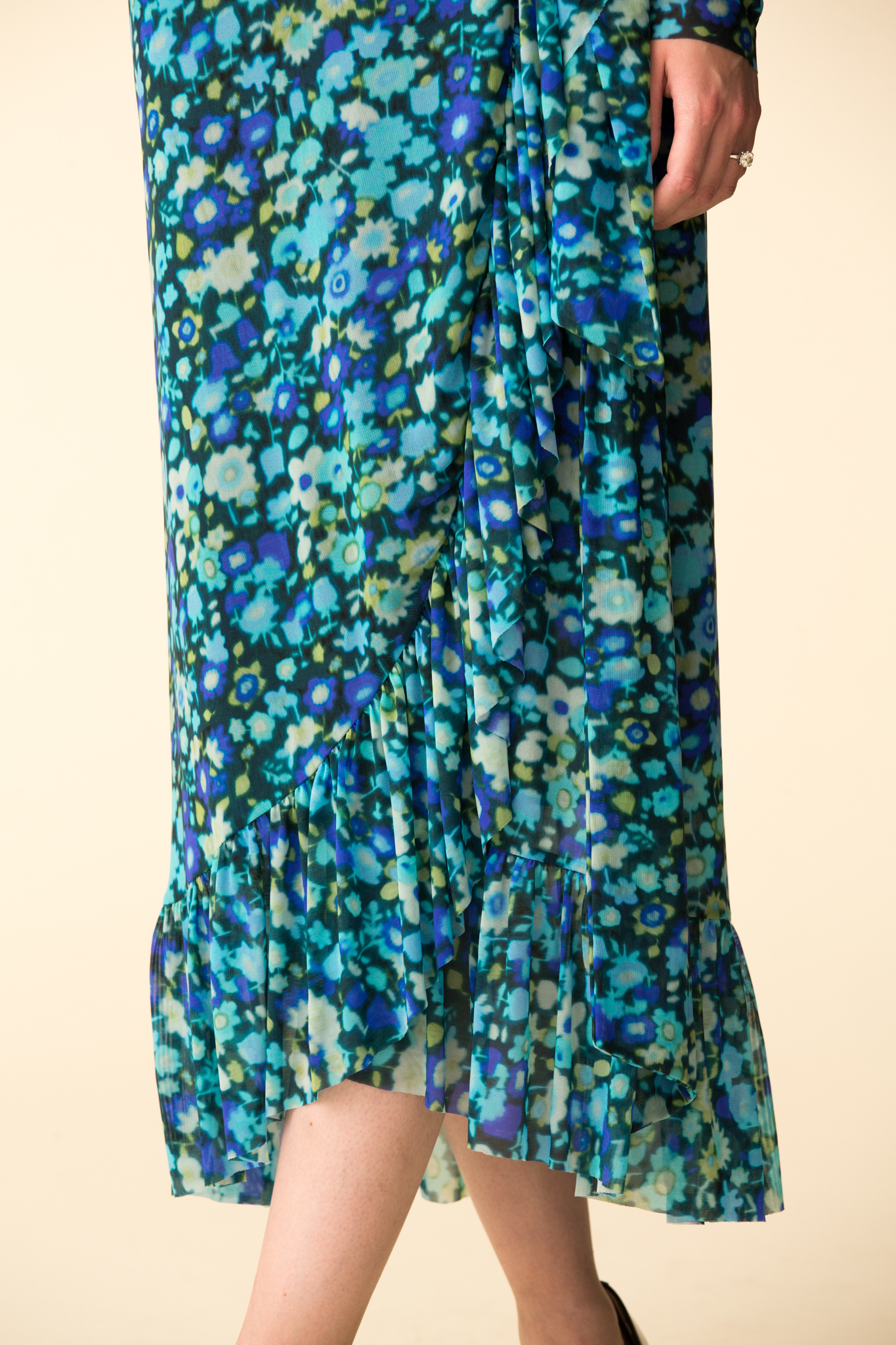 ganni printed mesh wrap skirt