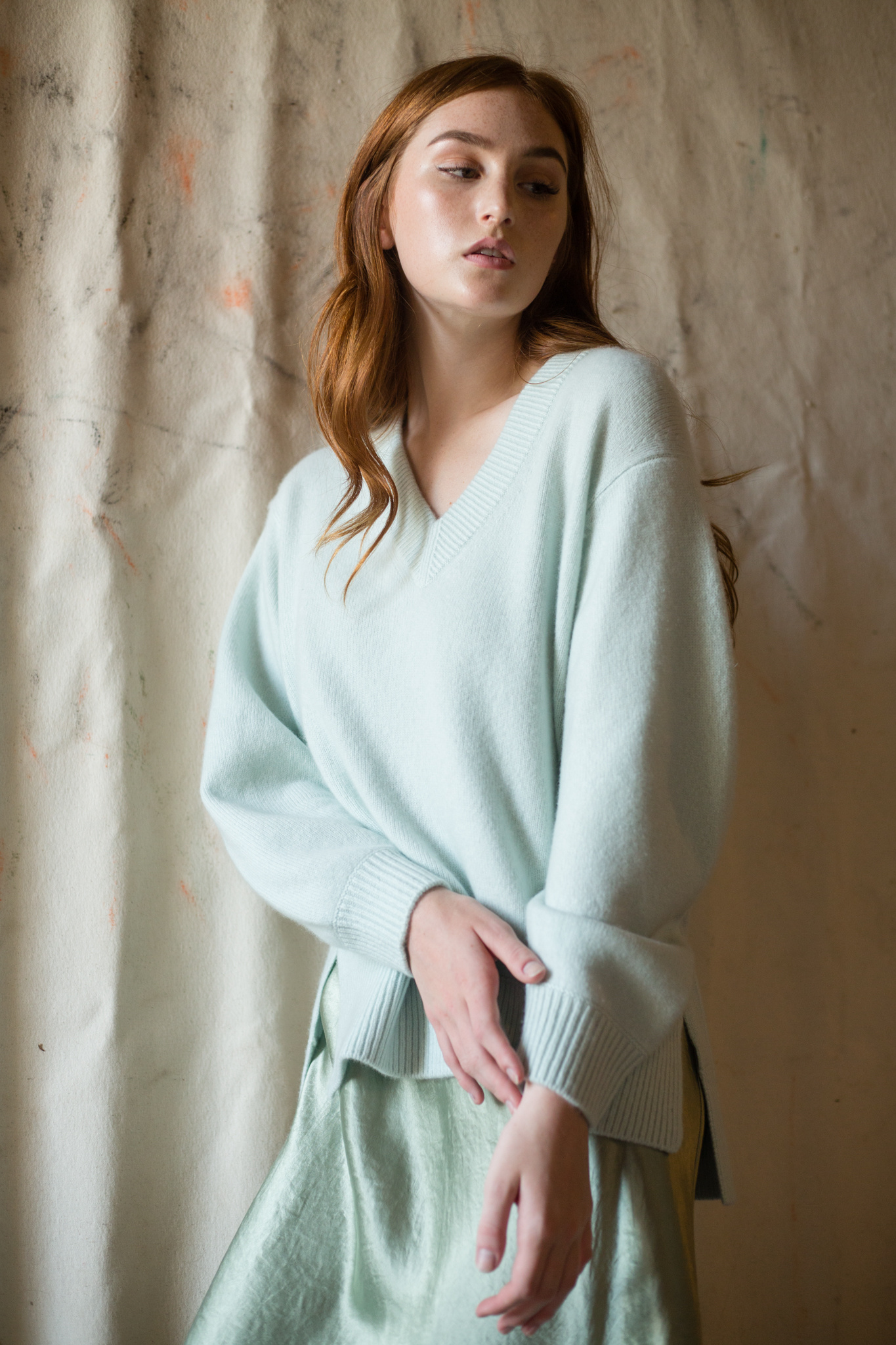 vince cashmere v neck tunic