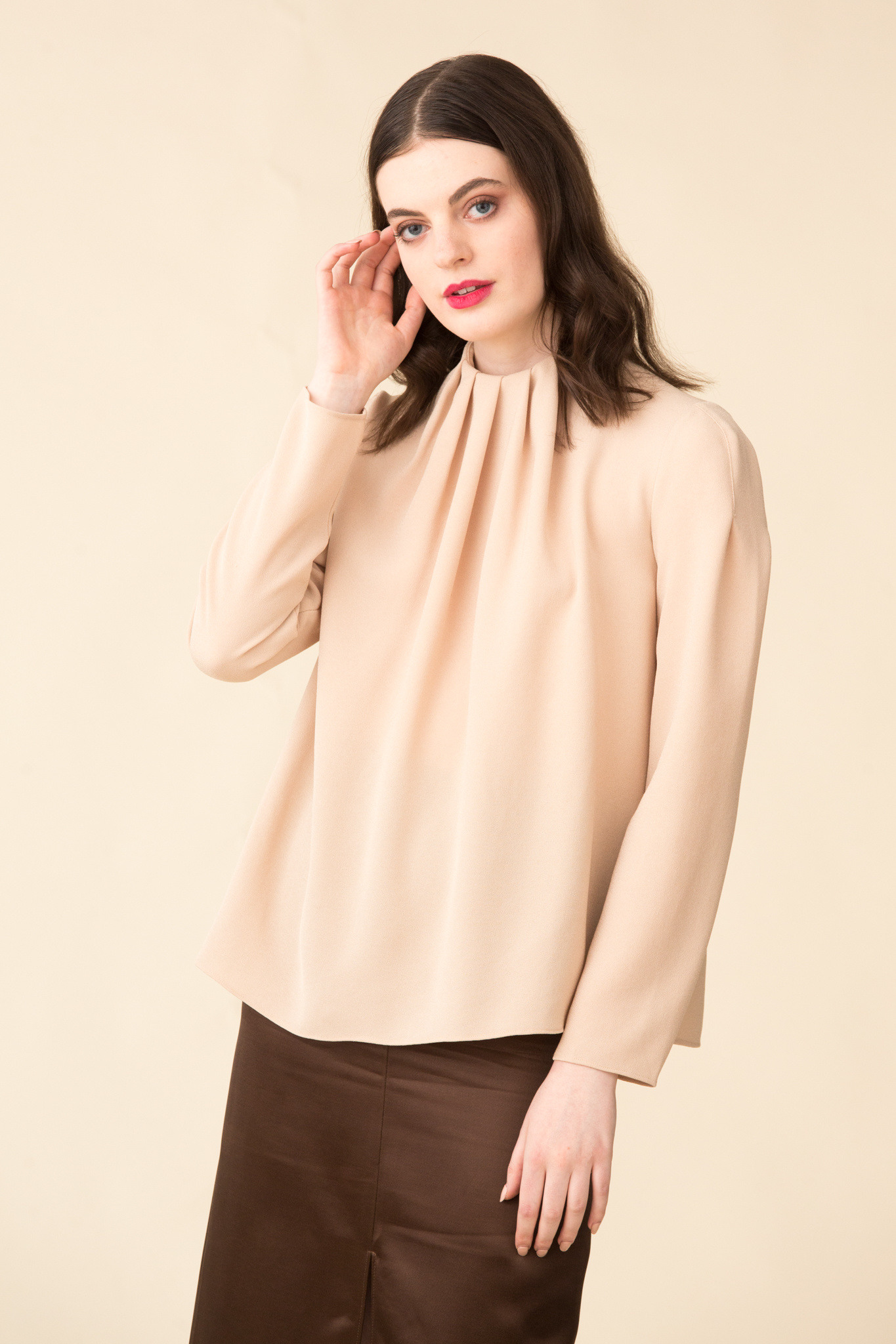 Tibi Womens Shirred High Neck Top